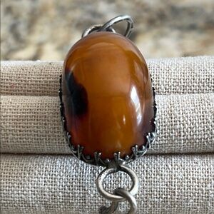 Gorgeous Amber and Silver Chain Link Bracelet.  Stamped DAVI